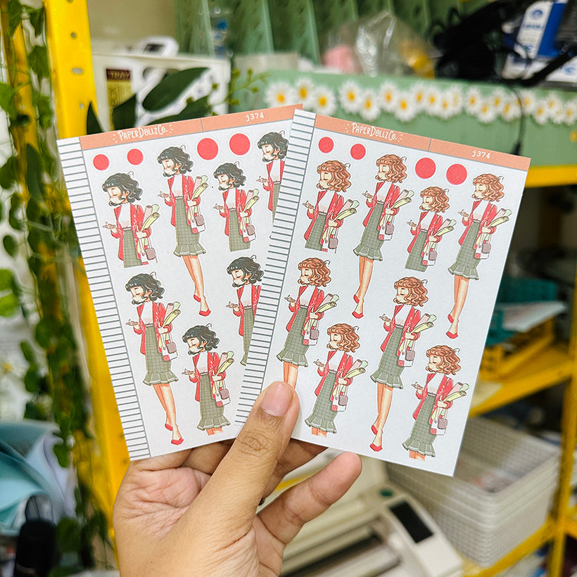 Efficient Working Women Paperdollzco Planner Stickers | J374