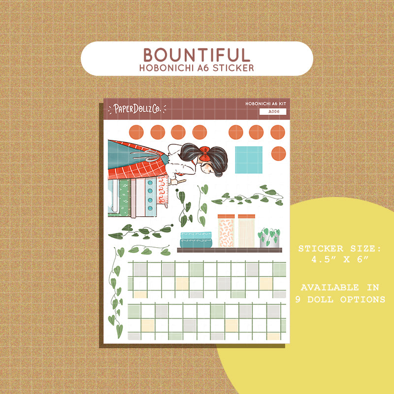 Bountiful Joy to the Dolly World Hobonichi A6 Daily Sticker Kit - a006