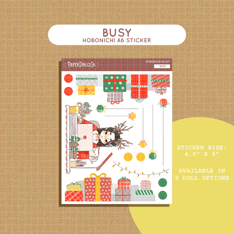 Busy Joy to the Dolly World Hobonichi A6 Daily Sticker Kit - a007