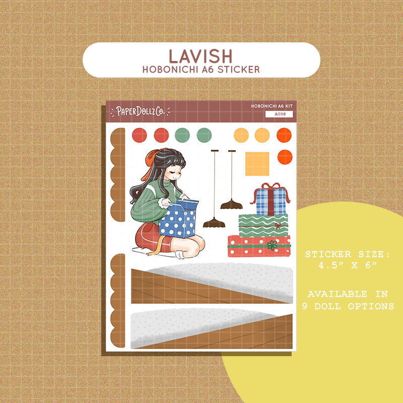 Lavish Joy to the Dolly World Hobonichi A6 Daily Sticker Kit - a008