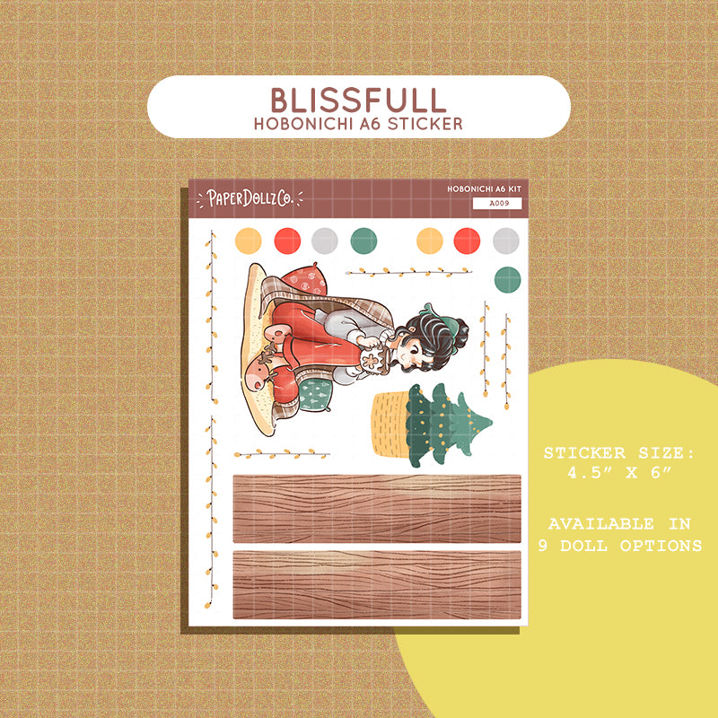 Blissful Joy to the Dolly World Hobonichi A6 Daily Sticker Kit - a009