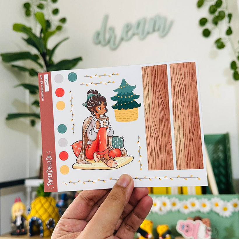 Blissful Joy to the Dolly World Hobonichi A6 Daily Sticker Kit - a009