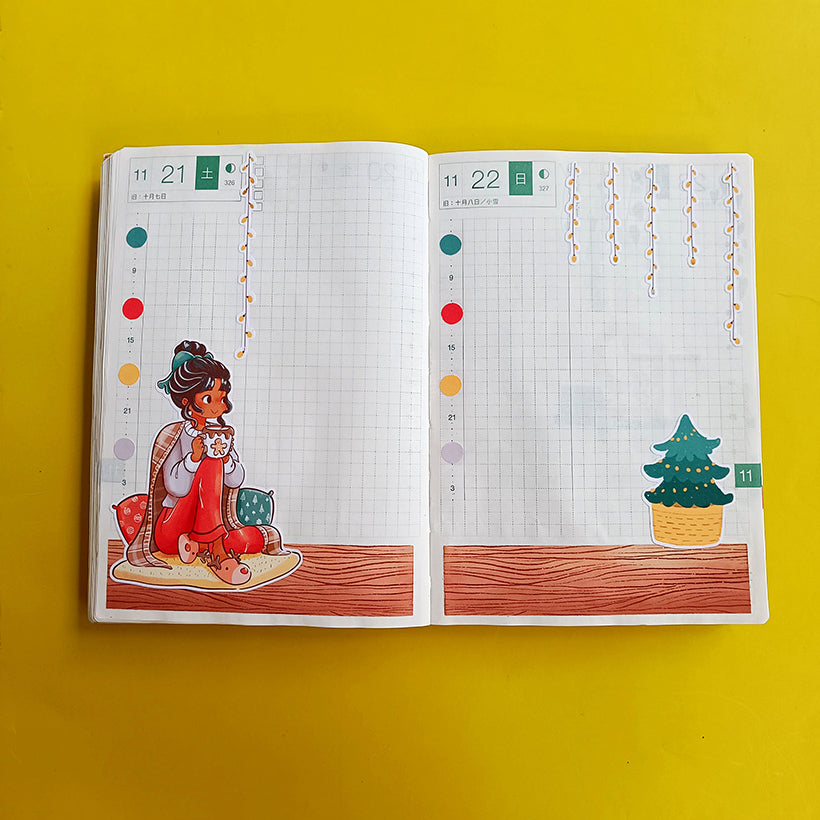 Blissful Joy to the Dolly World Hobonichi A6 Daily Sticker Kit - a009