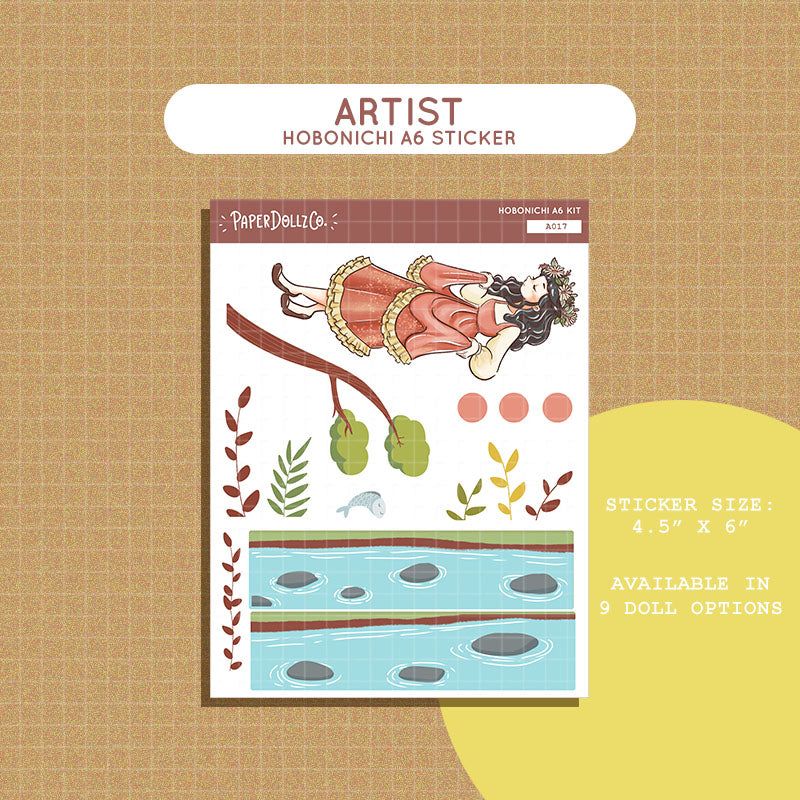 Artist Pretty Petal Hobonichi A6 Daily Sticker Kit - a017