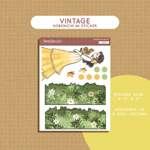 Vintage Pretty Petal Hobonichi A6 Sticker Kit - a018