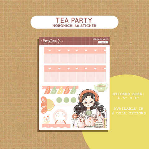 Tea Party Alone Time Hobonichi A6 Daily Sticker Kit - a026
