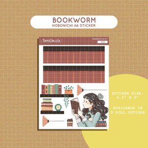Bookworm Alone Time Hobonichi A6 Daily Sticker Kit - a029