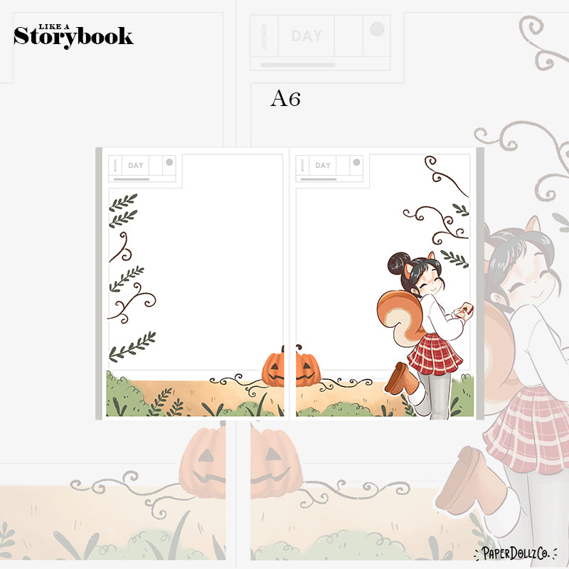 Squirrel Fluffy Tails Hobonichi A6 Daily Sticker Kit - a061