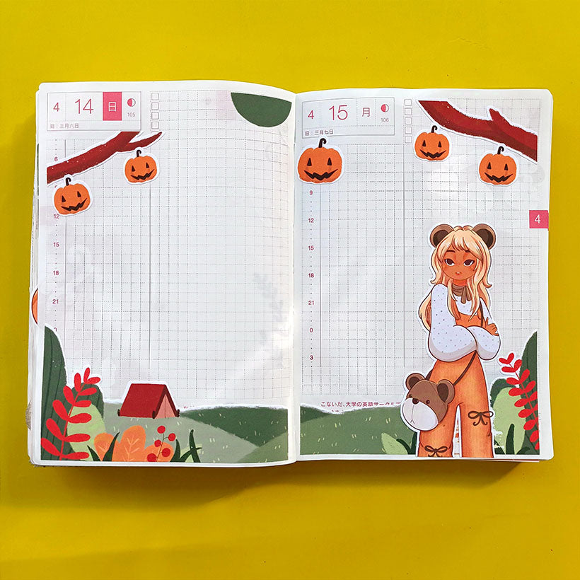 Bear Fluffy Tails Hobonichi A6 Daily Sticker Kit - a062