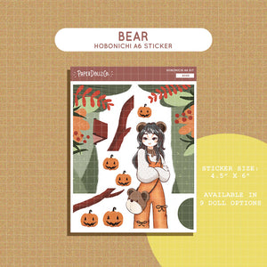 Bear Fluffy Tails Hobonichi A6 Daily Sticker Kit - a062