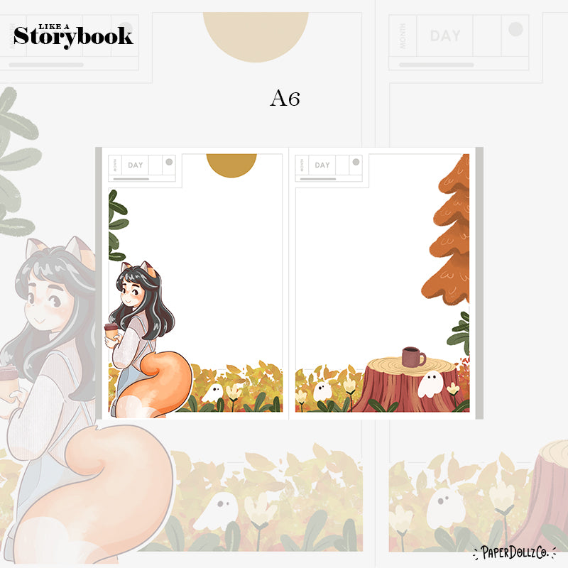 Fox Fluffy Tails Hobonichi A6 Daily Sticker Kit - a063