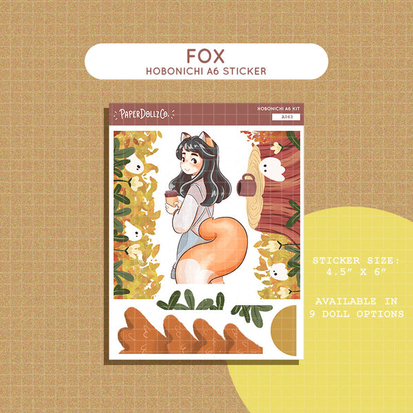 Fox Fluffy Tails Hobonichi A6 Daily Sticker Kit - a063