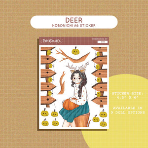 Deer Fluffy Tails Hobonichi A6 Daily Sticker Kit - a064