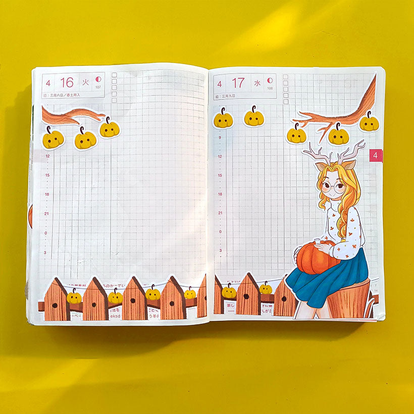 Deer Fluffy Tails Hobonichi A6 Daily Sticker Kit - a064