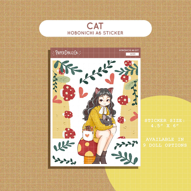 Cat Fluffy Tails Hobonichi A6 Daily Sticker Kit - a065