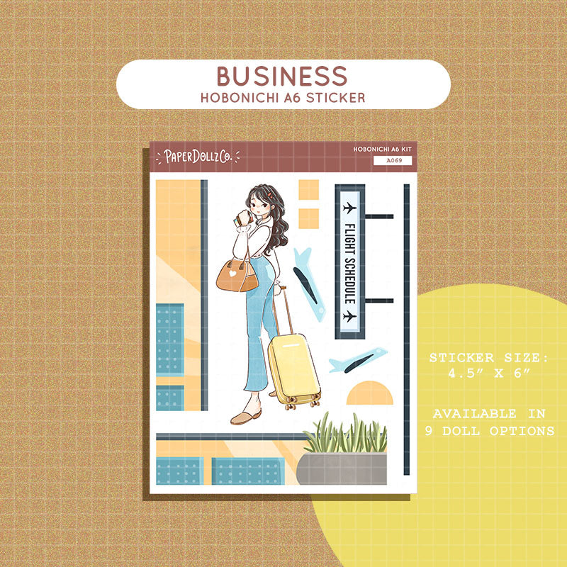 Business Wanderlust Hobonichi A6 Daily Sticker Kit - a069