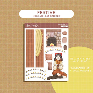 Festive Winter Solstice Hobonichi A6 Daily Sticker Kit - a071