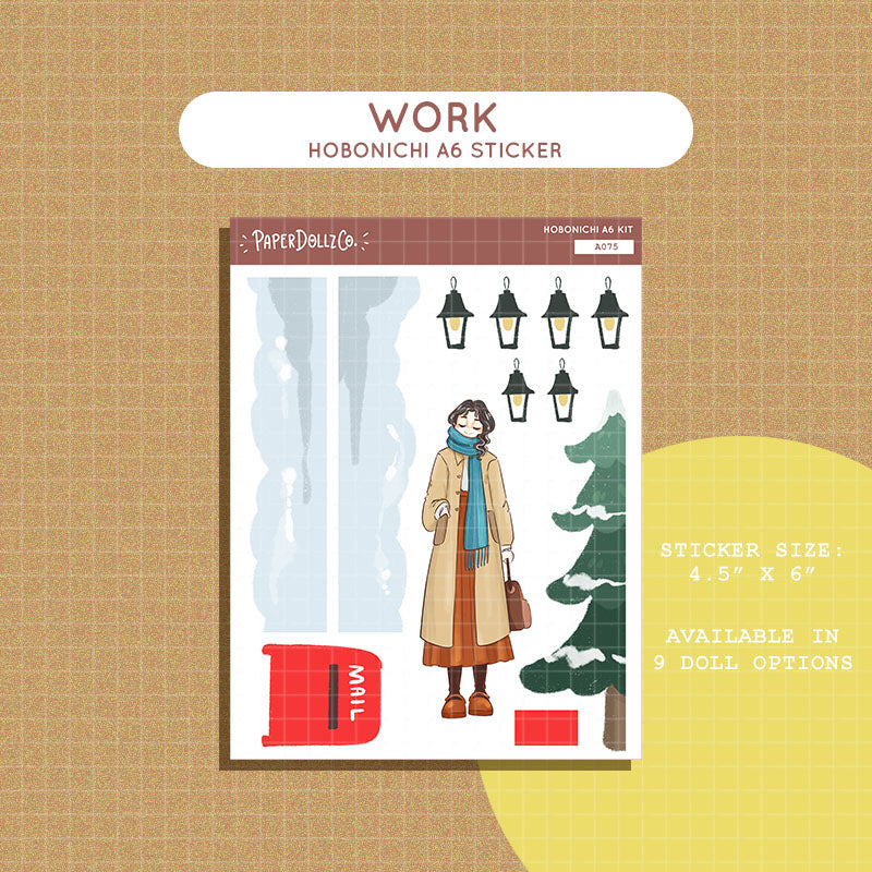 Work Winter Solstice Hobonichi A6 Daily Sticker Kit - a075