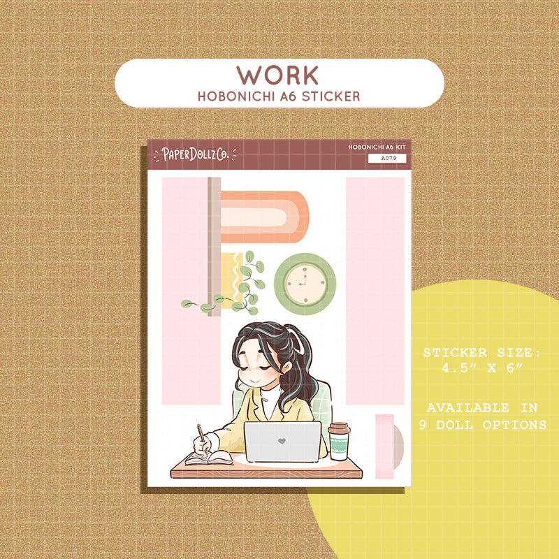 Work | Planner Girl | Hobonichi A6 Daily Sticker Kit - a079