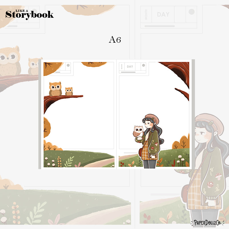 Owl | Birds of Autumn | Hobonichi A6 Daily Sticker Kit - a098