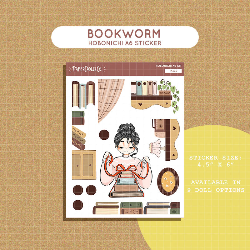 Bookworm | Unbox the Joy | Hobonichi A6 Daily Sticker Kit - a110