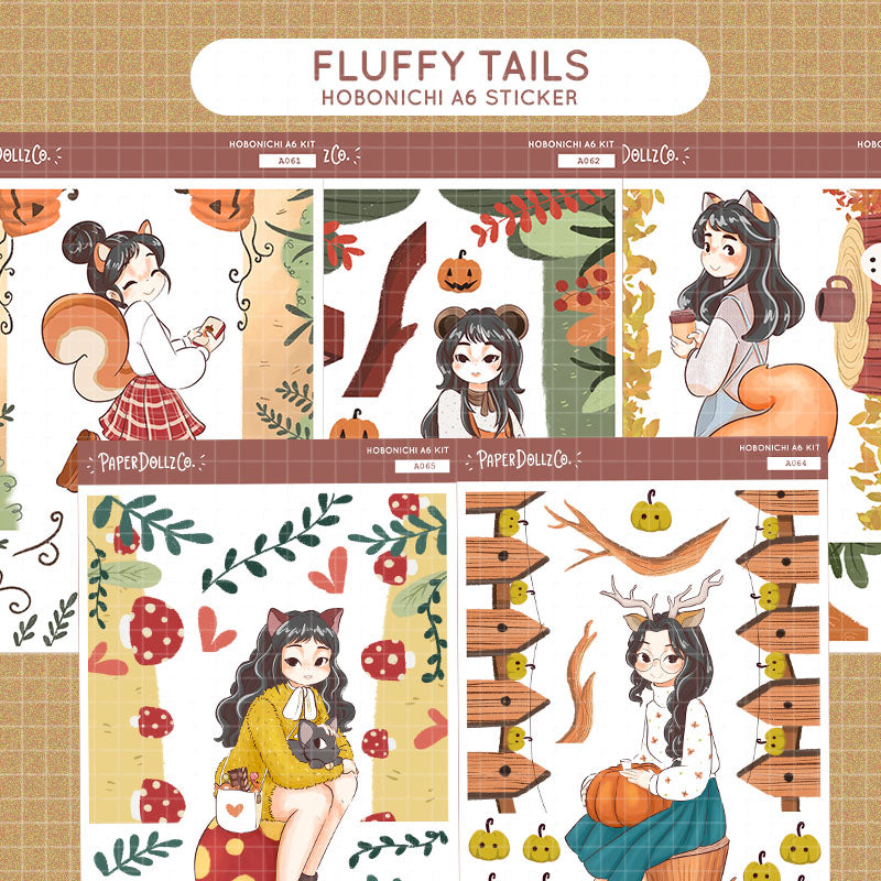 Bear Fluffy Tails Hobonichi A6 Daily Sticker Kit - a062