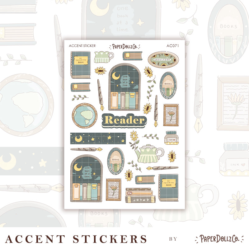 Reader | Accent Sticker | PaperDollzCo | ac071