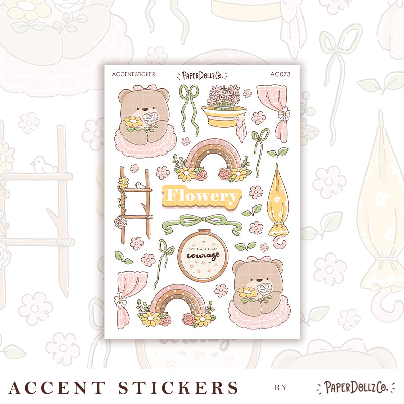 Flowery | Accent Sticker | PaperDollzCo | ac073