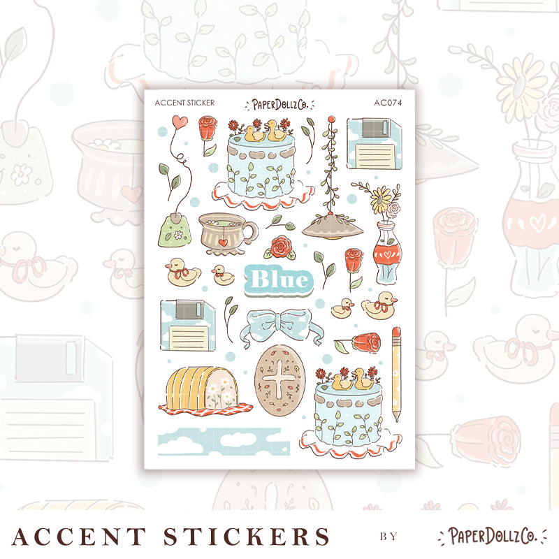 Blue | Accent Sticker | PaperDollzCo | ac074