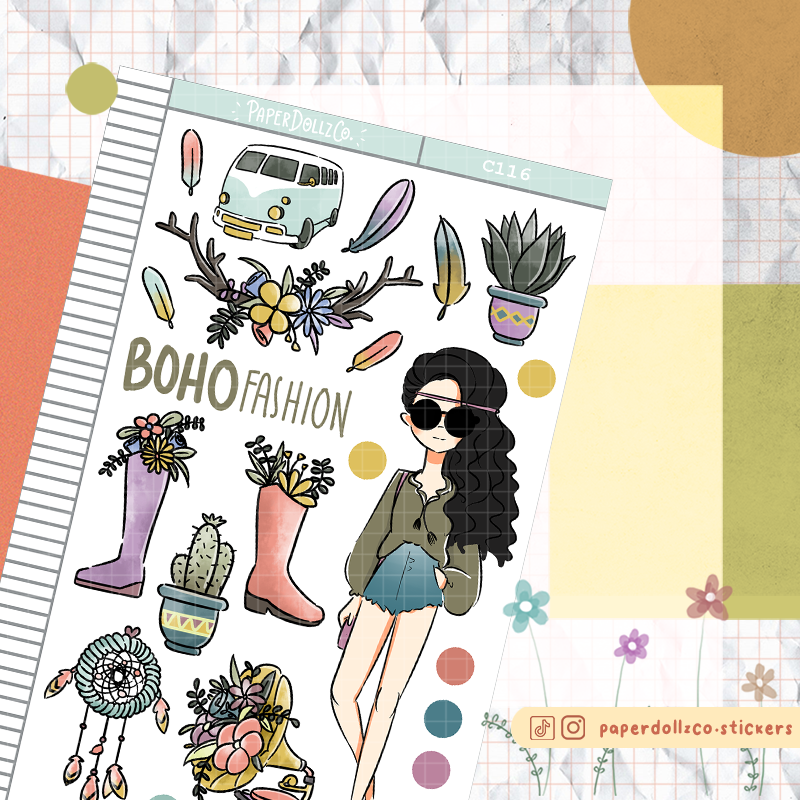 Boho Collections PaperDollzCo Planner Sticker | C116