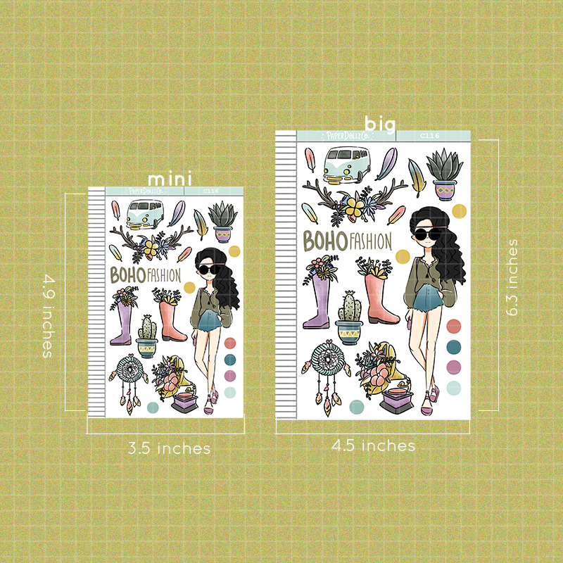 Boho Collections PaperDollzCo Planner Sticker | C116