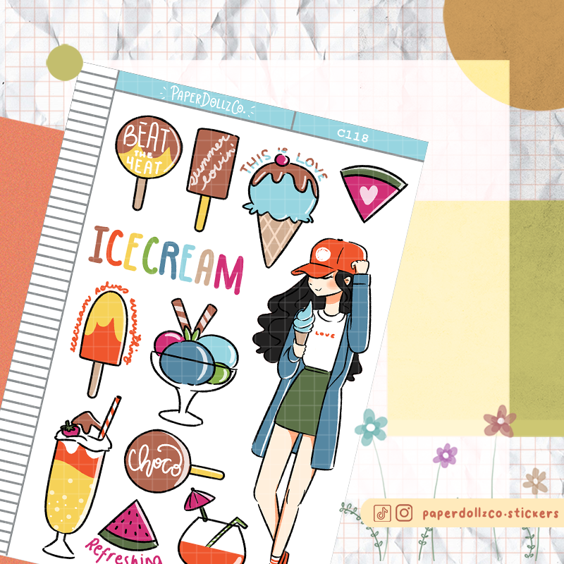 Ice Cream Collections PaperDollzCo Planner Sticker | C118