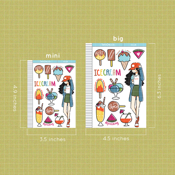 Ice Cream Collections PaperDollzCo Planner Sticker | C118