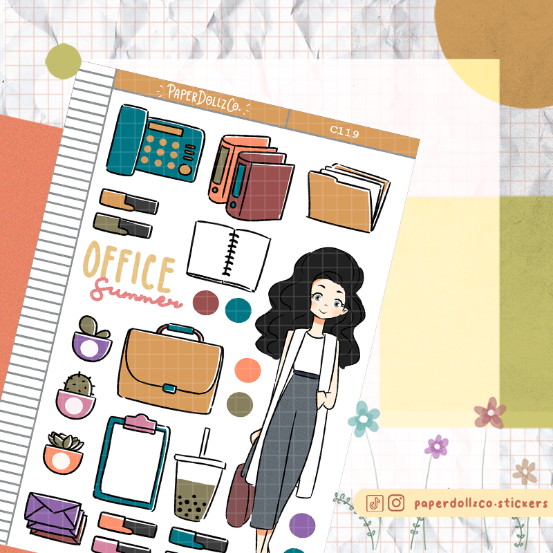 Summer Office Fashion Collections PaperDollzCo Planner Sticker | C119