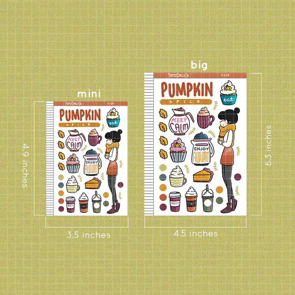 Pumpkin Spice Collections PaperDollzCo Planner Sticker | C120