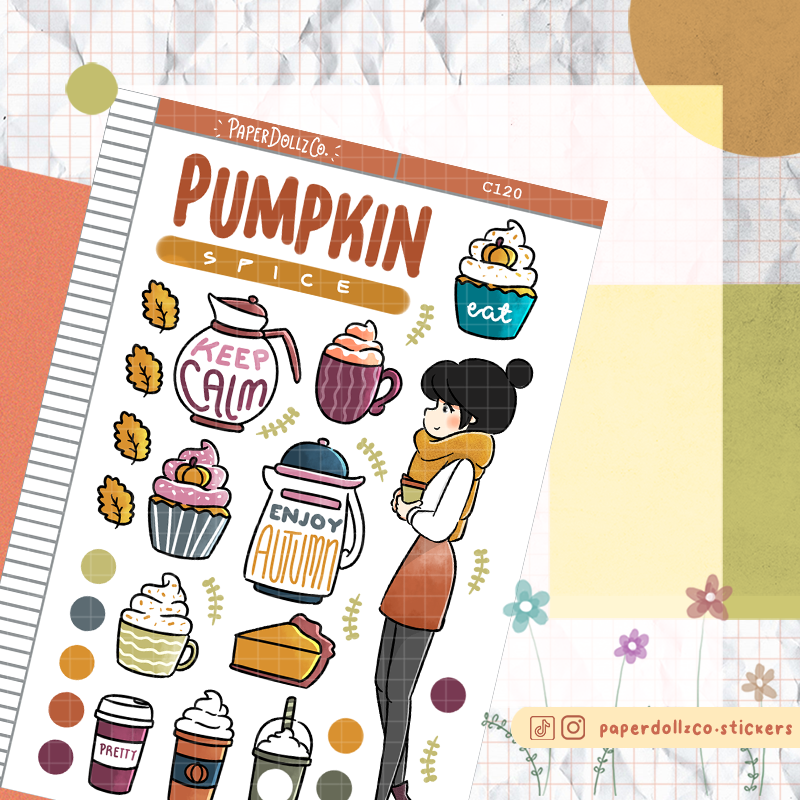 Pumpkin Spice Collections PaperDollzCo Planner Sticker | C120