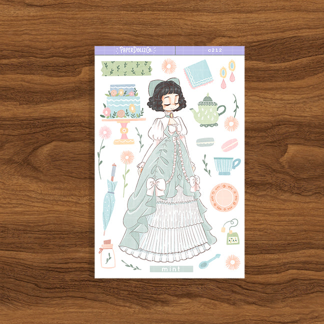 Mint Tea Party PaperDollzCo Planner Stickers | C212