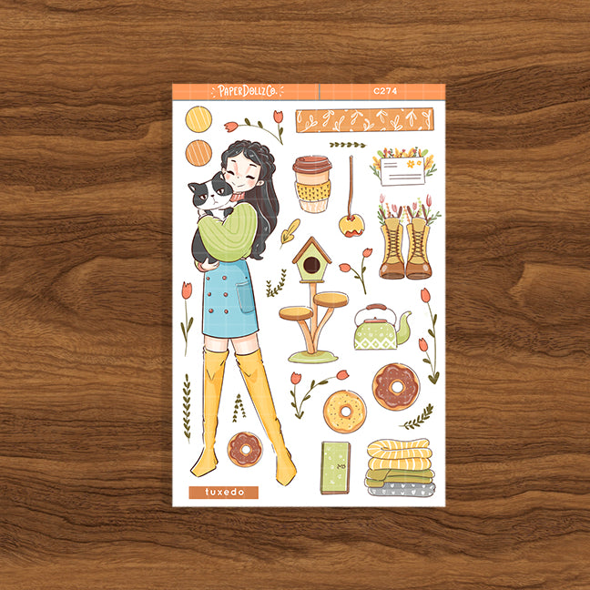 Tuxedo Cat | Autumn Purrfection | Collections Stickers | C274