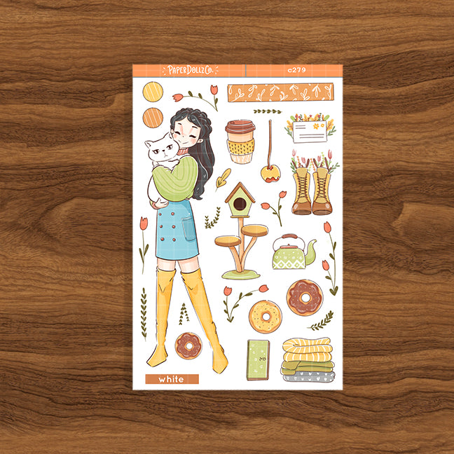 White Cat | Autumn Purrfection | Collections Stickers | C279