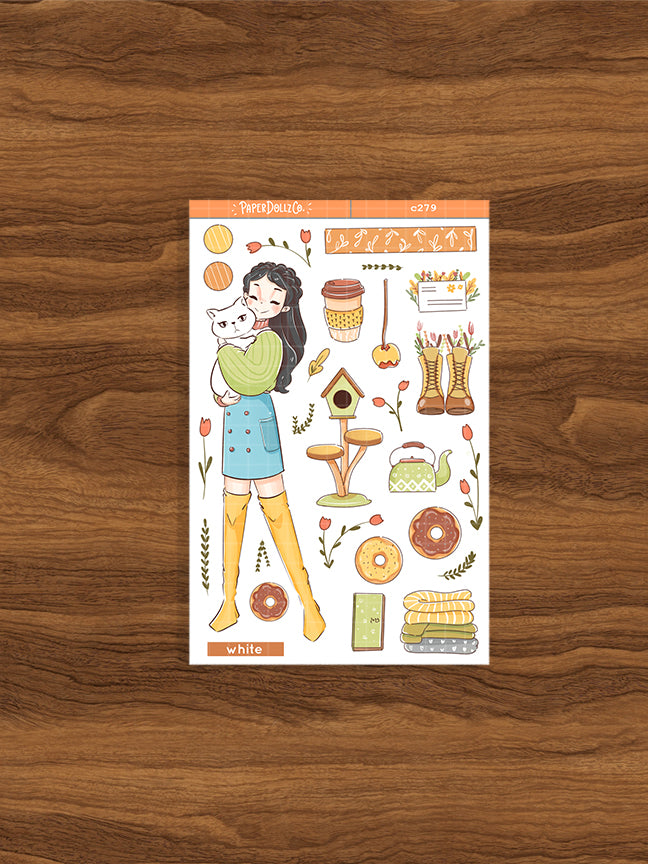 White Cat | Autumn Purrfection | Collections Stickers | C279