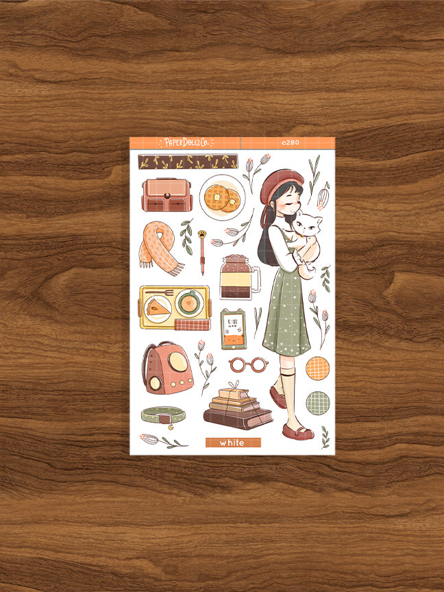 White Cat | Autumn Purrfection | Collections Stickers | C280