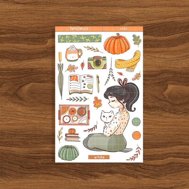 White Cat | Autumn Purrfection | Collections Stickers | C281