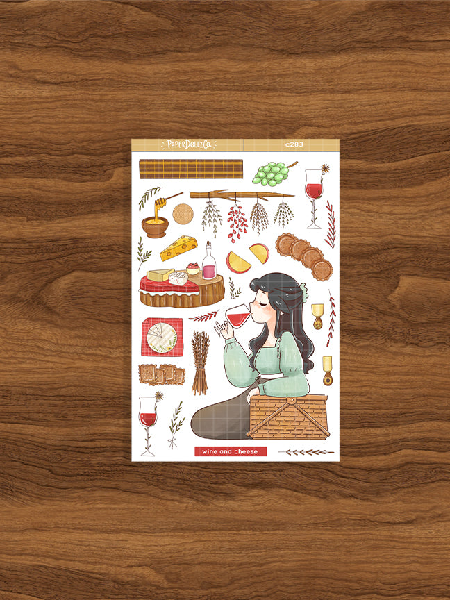 Wine and Cheese | Cottage Core | Collections Stickers | C283