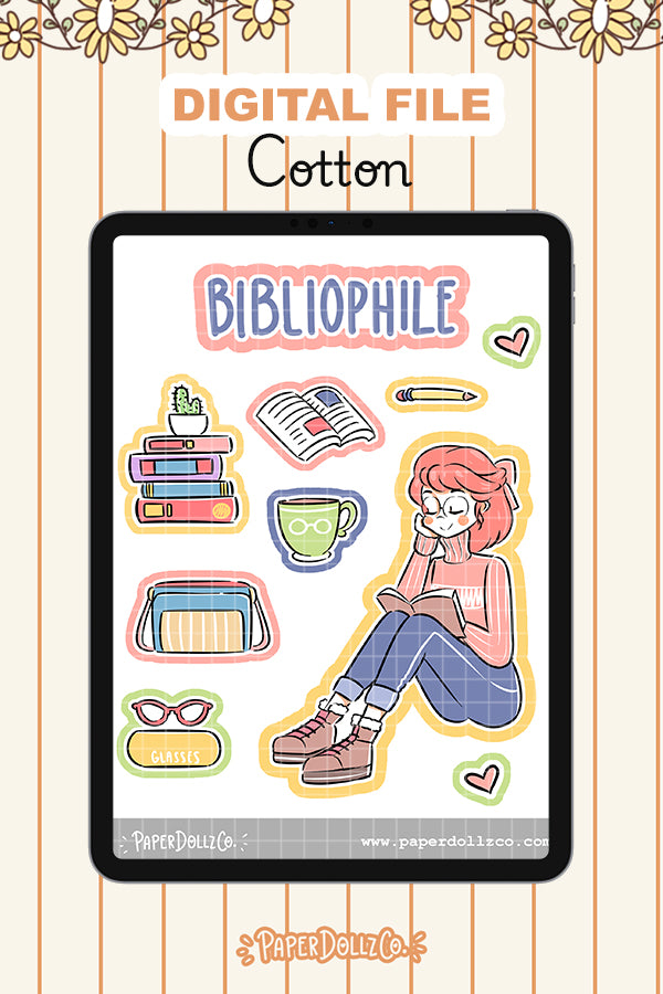 Bibliophile Digital File | Cherry | PaperDollzCo