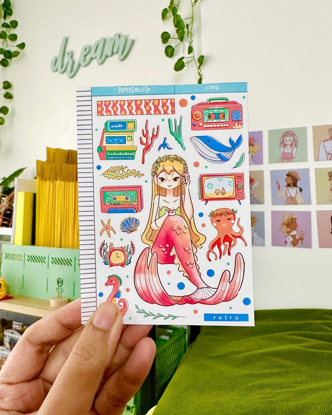 Retro The Modern Mermaids | Collections | Paperdollzco Planner Stickers | C302