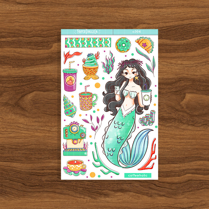 Coffeeholic| The Modern Mermaids | Collections Stickers | C306