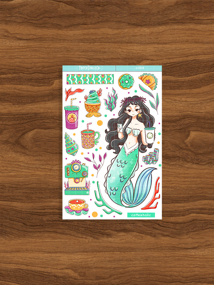 Coffeeholic| The Modern Mermaids | Collections Stickers | C306