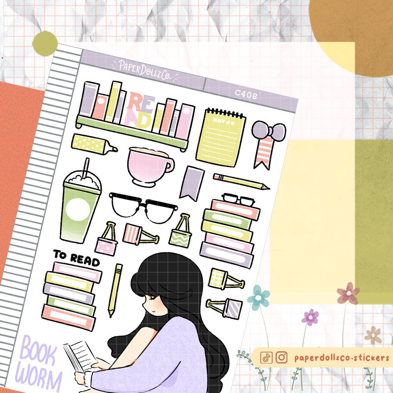 Bookworm Planner PaperDollzCo  Collection Stickers | C408