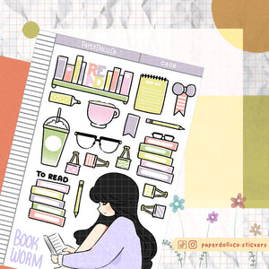 Bookworm Planner PaperDollzCo  Collection Stickers | C408