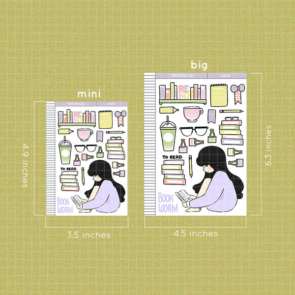 Bookworm Planner PaperDollzCo  Collection Stickers | C408